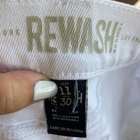 Rewash Brand Distressed Ripped Frayed Hem White Denim Shorts - Picture 7 of 7